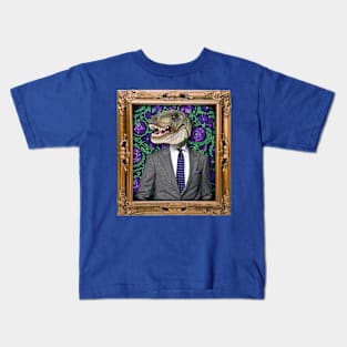 Tyrannosaurus Rex Man in Vintage Frame Kids T-Shirt